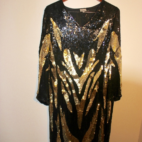 vintage gold sequin dress
